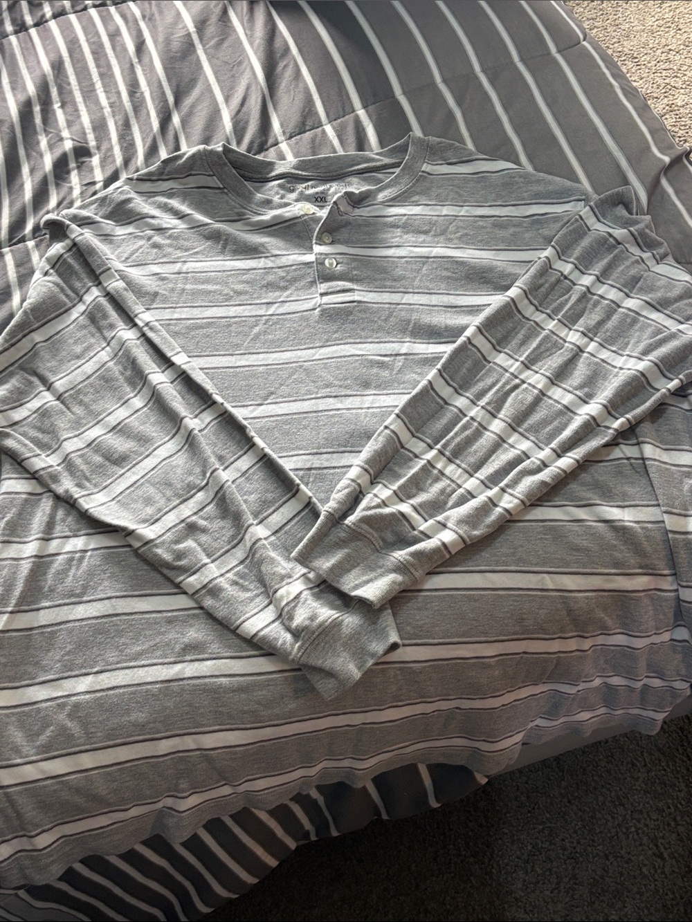Striped Gray Long Sleeve Henley